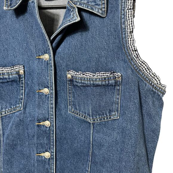 L.A. Blues Vintage 90s Denim Vest Women Ruffle Trim Western Style Large - Picture 4 of 4